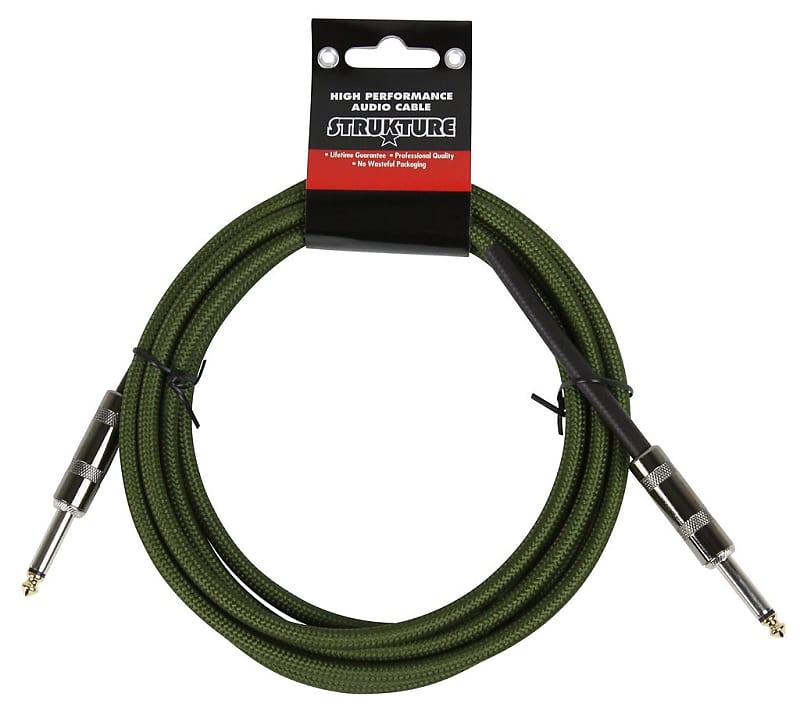 Strukture 1/4'-10' Woven Instrument Cable, Military Green, SC10MG image 1