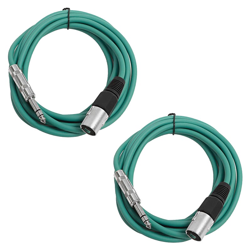 2 Pack of 1/4 Inch to XLR Male Patch Cables 10 Foot Extension Cords Jumper - Green and Green image 1