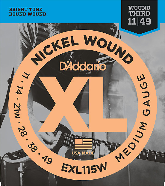 D'Addario EXL115 Nickel Wound Electric Guitar Strings, Medium/Blues-Jazz Rock, Wound 3rd, 11-49 image 1