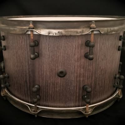 Woodland Percussion 14" x 8" Red Oak Stave Snare Drum  Barnwood Stain image 3