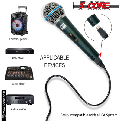 5 Core Professional Dynamic Microphone 3 Pieces Cardiod Unidirectional Handheld Mic Karaoke Singing Wired Microphones with Detachable XLR Cable, Mic Clip, Carry Bag   BETA 3PCS image 3