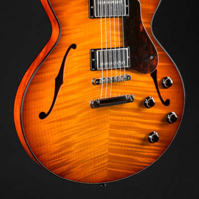 Collings SoCo Deluxe Semi-Hollow Carved Flame Maple and Mahogany Iced Tea Sunburst Custom NEW image 1