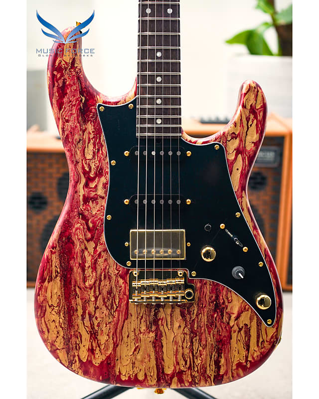 James Tyler USA Studio Elite HD-Red Shmear Semi-Gloss SSH w/Rosewood FB, Black Painted Headstock, Gold HW, Midboost & Bypass Button image 1