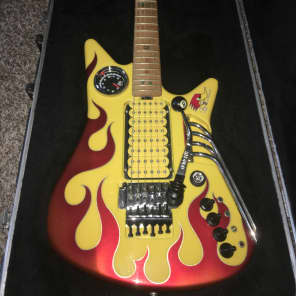 Ernie Ball Music Man Albert Lee Mr Horsepower Nigel Tufnel Spinal Tap 2001 Yellow w/Red Flame Graphi image 1