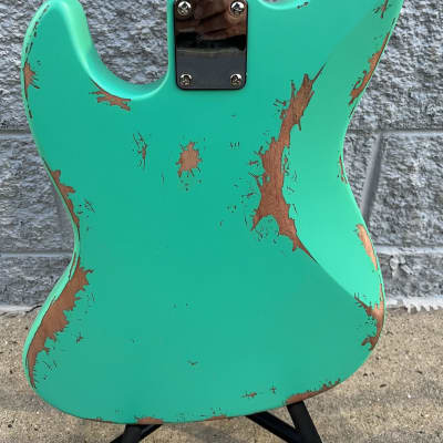 GAMMA Custom Bass Guitar JRW24-01, 4-String Beta Model, Road Worn Marina Green image 6