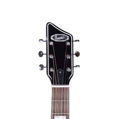 Supro Westbury Double Pickup Jet Black Electric Guitar image 3