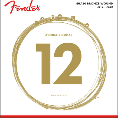 Fender 80/20 Bronze Acoustic Strings, Ball End, 70L .012-.052 Gauges, (6) for sale