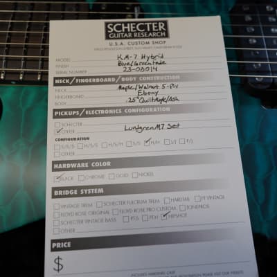 Schecter USA CUSTOM SHOP Keith Merrow KM-7 Hybrid  - Blue Green Fade 7-String Electric Guitar w/ Black Tolex Merrow Case (2023) image 13