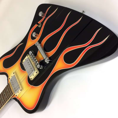 GMP FB Thunderbird Style Guitar w/ Flames and Case! image 5