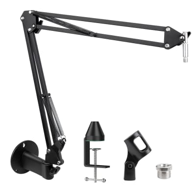 Microphone Wall Mount Boom Arm - Microphone Wall Mount For Mic Holder?Horizontal  Mounting Wall?Space Saving Desktop Metal Mic Stand Clamp By