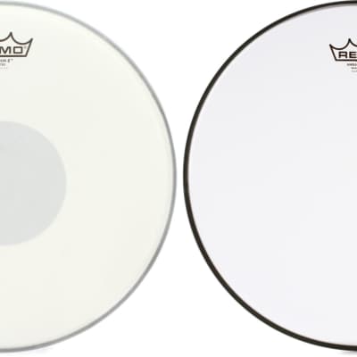 Remo Emperor X Coated Drumhead - 13 inch - with Black Dot  Bundle with Remo Ambassador Hazy Snare-side Drumhead - 14 inch image 1