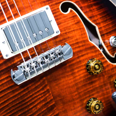 PRS SE Hollowbody II Piezo Orange Tiger Smokeburst Electric Guitar w/Case #H05314 image 8