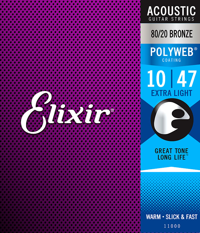 Elixir 11000 80/20 Bronze Acoustic Guitar Strings w/ POLYWEB. Extra Light 10-47 *Make An Offer!* image 1