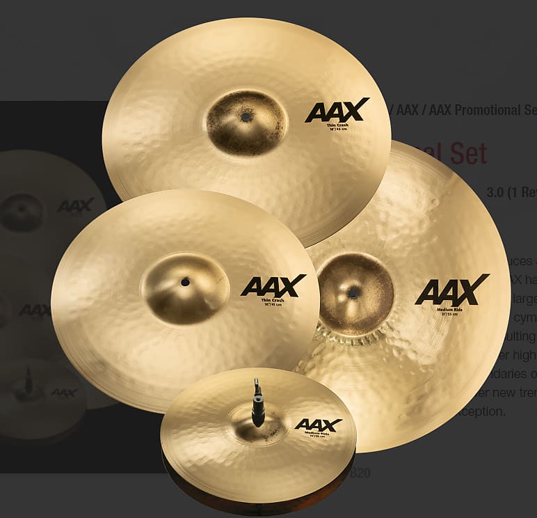 Sabian AAX Promotional Cymbal Pack with Free Crash - 14" Hats 16 & 18" Crashes 21" Medium Ride image 1