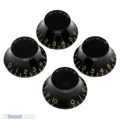 (4) RELIC AGED Yellow Tint BLACK Top Hat Bell Knobs for Gibson USA CTS Guitar/Bass