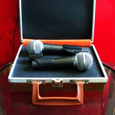 Two vintage American 1980's Shure SM58 Handheld Cardioid Dynamic Microphones Low Z w accessories image 4