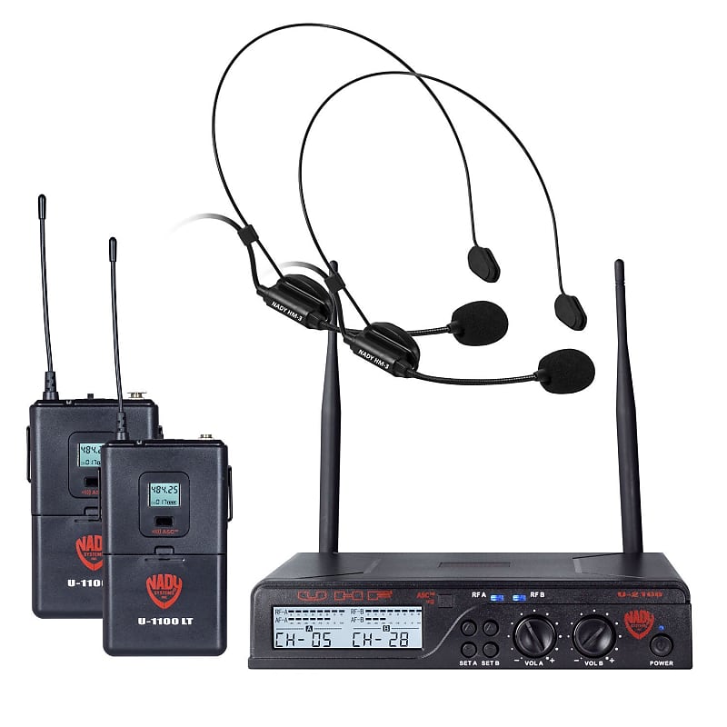 Nady U-2100 HM3 Dual UHF Wireless System with Headset Microphone image 1