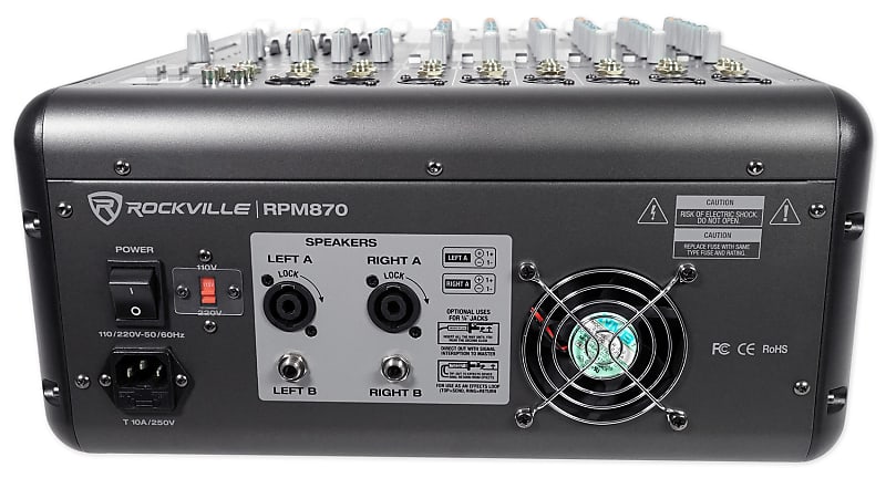 Rockville RPM870 8-Channel 6000w Powered Mixer, USB, Effects For 
