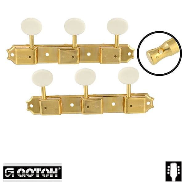 Gotoh 3x3 Vintage White Button Tuners on Strip, 15:1 - Gold TK-0700-002 image 1