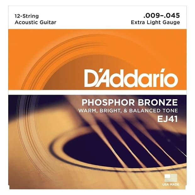 D'Addario Phosphor Bronze 12-String 09-45 Extra Light image 1