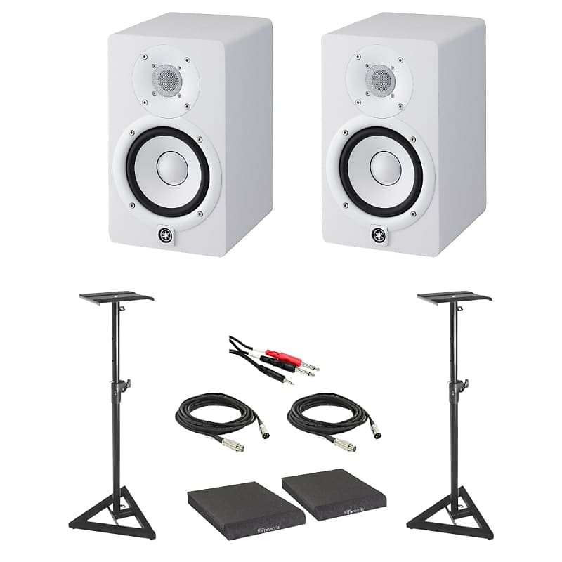 Yamaha HS5 W Pair with On-Stage Stands SMS6000-P Adjustable