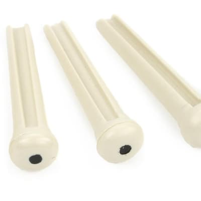 Graph Tech PP-1122-00 TUSQ Traditional Style Bridge Pin Set - White with 2mm Black Dot (set of 6)  Bundle with Graph Tech PQL-6060-00 TUSQ XL Epiphone-style Slotted Nut 1-3/4" Long x 1/4" Wide image 1