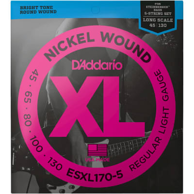 D'Addario EXL170-5 Light, 5-String Nickel Wound Bass Strings, 45-130 image 2