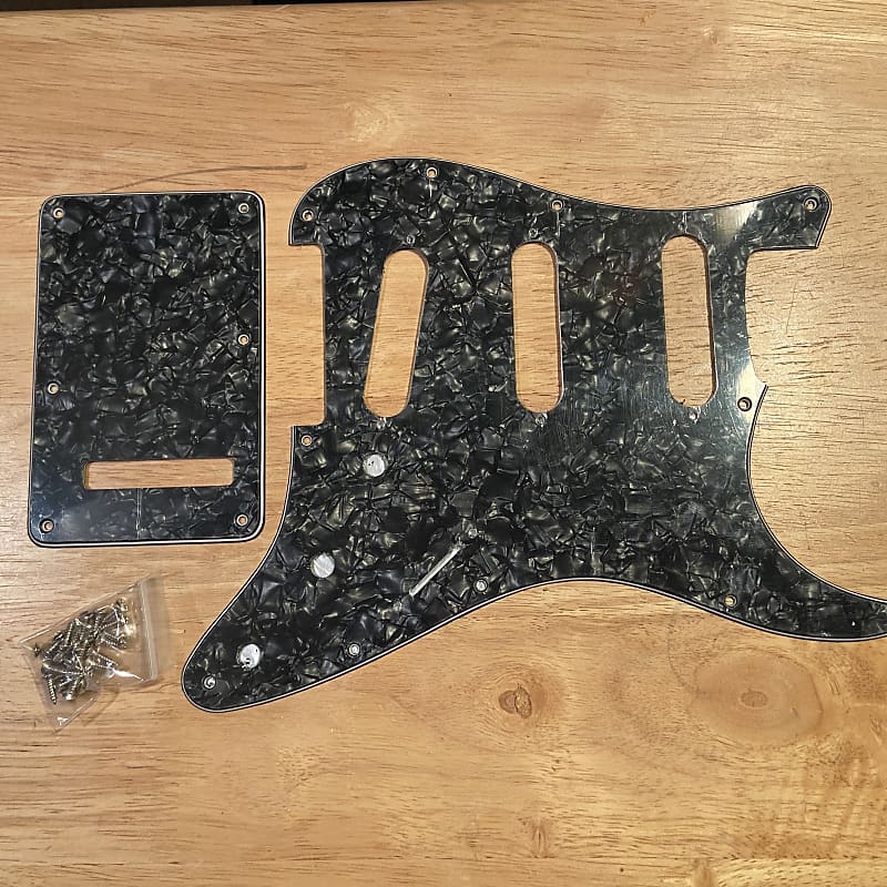 Strat Pickguard 11 Hole Sss Black Pearl Reverb 5032