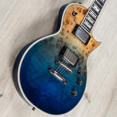 ESP E-II Eclipse Guitar, EMG 57TW / 66TW Pickups, Buckeye Burl Blue Natural Fade image 2
