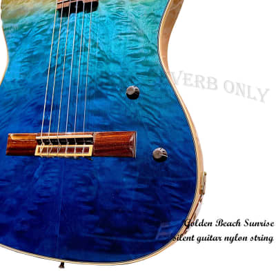Golden beach sunrise solid cedar Nylon string silent guitar (custom made) image 6