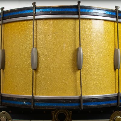 1940s Slingerland 14x28 Gold Sparkle Radio King Bass Drum image 4