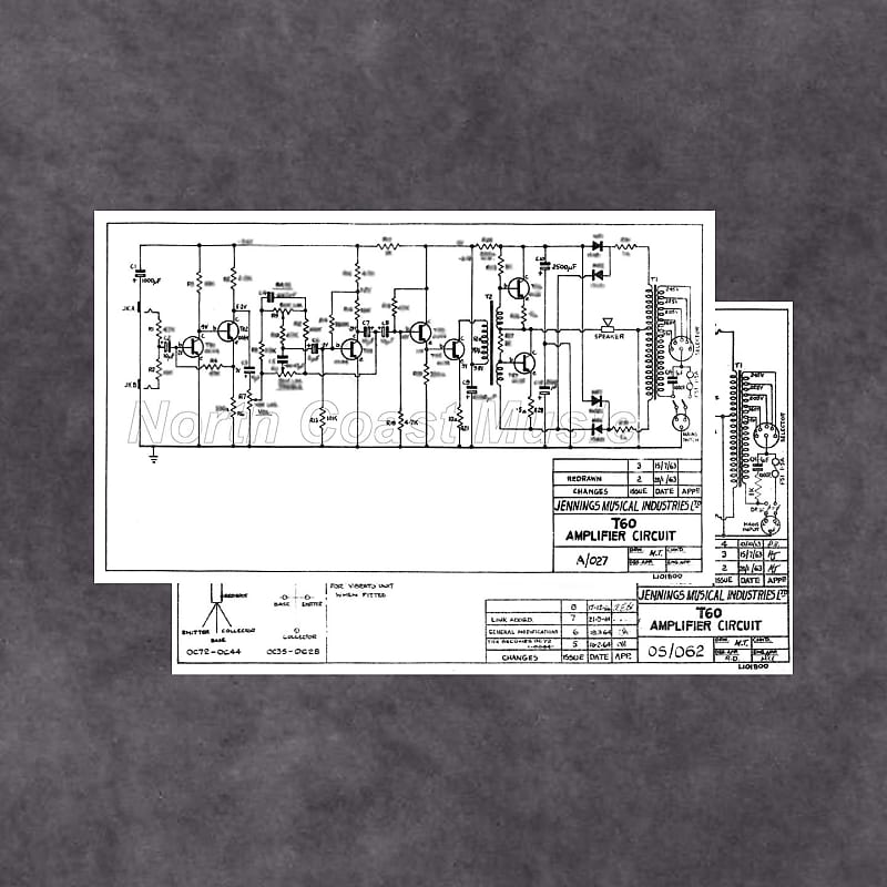 Schematic Diagrams for JMI Vox T.60 Amplifiers (1963-65) image 1