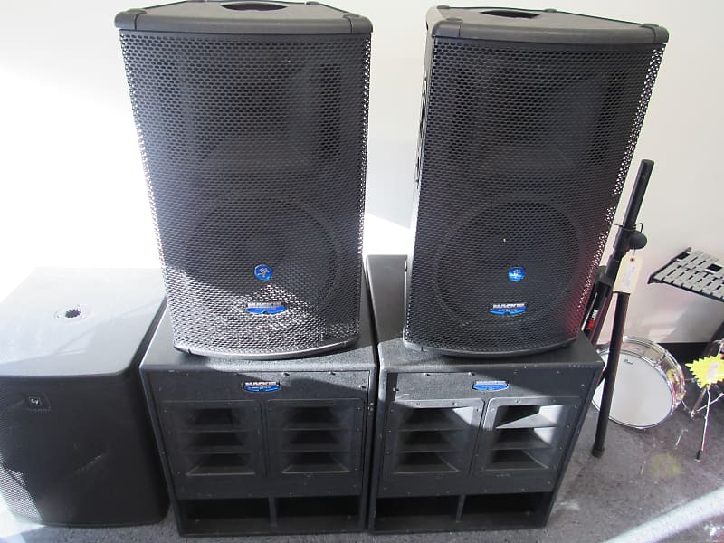 Mackie POWERED System (Pair) SA1521 Tops & (Pair) SWA1801 Reverb