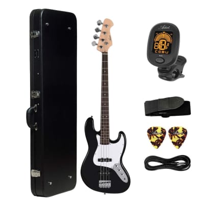 Artist AJB Black Bass Guitar w/ Accessories & Black Hard Case