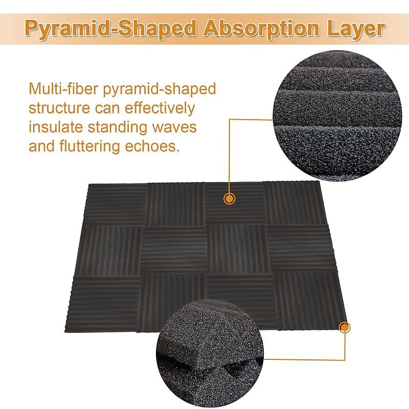 52 Pack Acoustic Panels 1 X 12 X 12 Inches - Acoustic Foam - High Density-  Soundproof Studio Wedges - Charcoal