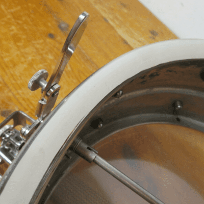 Vintage Vintage 1930 Super-Ludwig Snare Drum 5x14" Nickel Plated Brass Shell 10 Tube Lug image 8