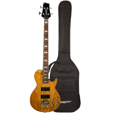 Sawtooth Americana Heritage Series Natural Spalted Maple 4-String 24 Fret Electric Bass Guitar w Fishman Fluence Pickups and Padded Gig Bag image 2