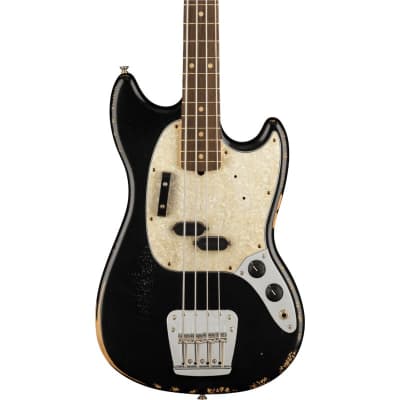 Fender JMJ Road Worn Mustang Bass, Black image 1