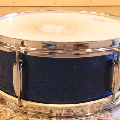 Stewart 5.5x14" Snare Drum Blue Sparkle Vintage 1970's MIJ image 6
