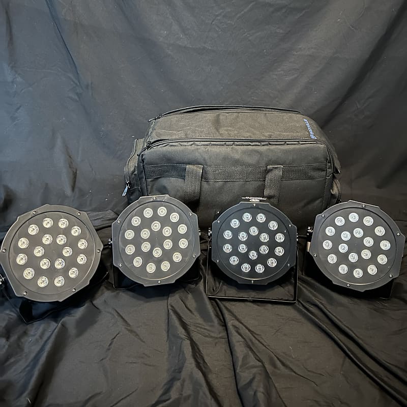 4 Rockville RockPAR50 LED RGB Compact Par Can DMX Wash Lights with padded gig bag Reverb