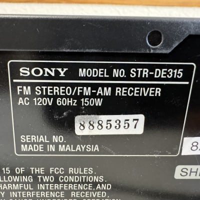 Sony STR-DE315 Receiver HiFi Stereo Vintage Home Audio 5 Channel Radio AM/FM image 6