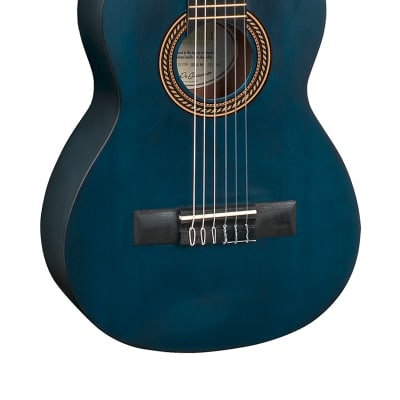 Valencia VC201TBU 200 Series | 1/4 Size Classical Guitar | Transparent Blue for sale