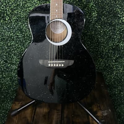 Luna Aurora Borealis 3/4 Acoustic Guitar - Black Sparkle image 1
