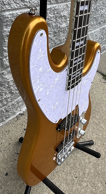 GAMMA Custom Bass Guitar T23-02, 4-String Delta Star Model, Lava Gold image 1