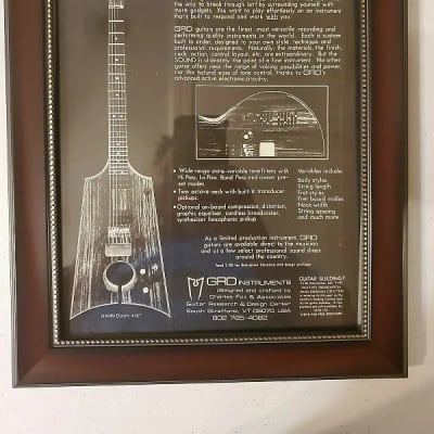1978 GRD Instrument's Promotional Ad Framed GRD 6 String Electric Guitar Original RARE for sale