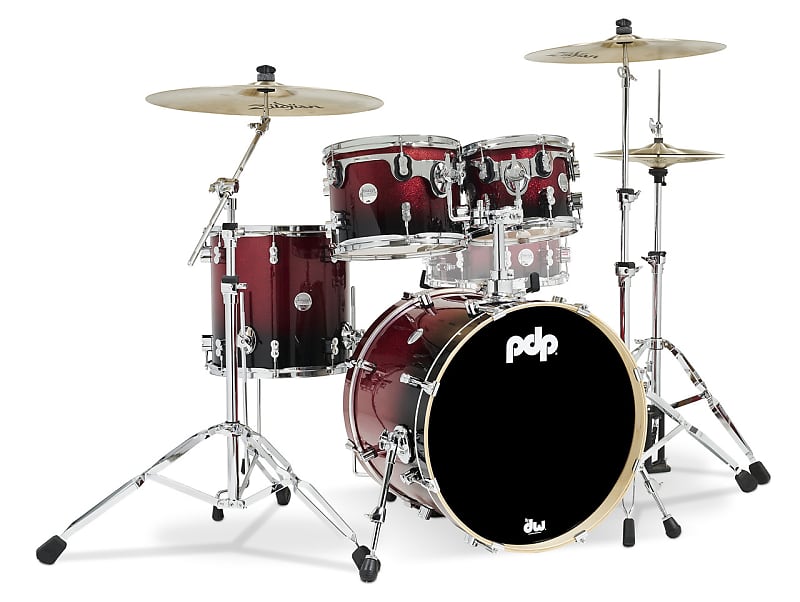 PDP Concept Maple Fusion 4pc 10/12/14/20 - Red to Black Fade image 1