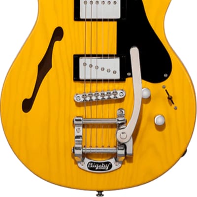 Sterling JV60CB Valentine Chambered Bigsby Electric Guitar, Butterscotch w/ Bag image 2