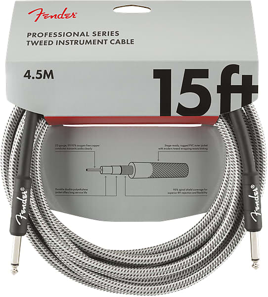 Fender® 15' Professional Series White Tweed Instrument Cable #0990820066 - 15 ft image 1