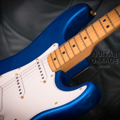 1982 Fender USA The Strat Sapphire Blue sparkle gold hardware maple neck Dan Smith era guitar image 14