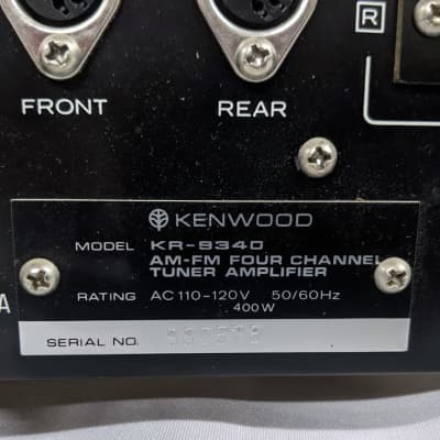 Kenwood KR-9340 AM-FM Four Channel Tuner/Amplifier/Receiver - Quadraphonic Stereo image 20